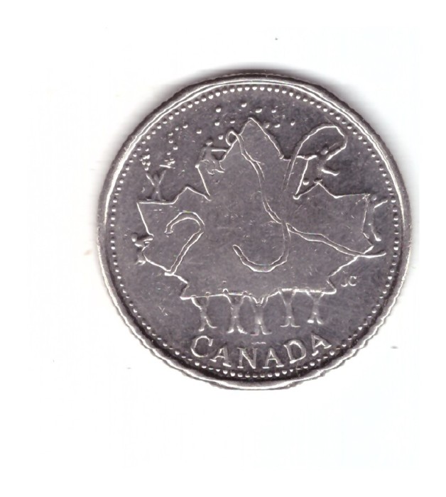 Moneda Canada 25 cents/centi 2002 Canada Day, stare foarte buna, curata