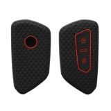 Husa Cheie Auto pentru VW / Skoda / Seat - 3 Butoane, kwmobile, Silicon, Negru, 55583.01