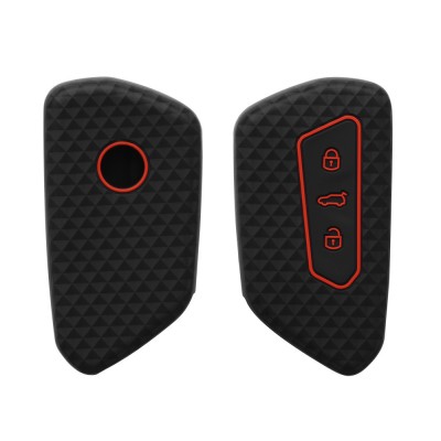 Husa Cheie Auto pentru VW / Skoda / Seat - 3 Butoane, kwmobile, Silicon, Negru, 55583.01 foto