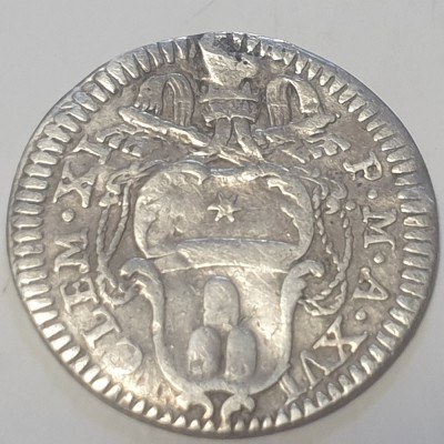 Stat Papal 1 Grosso 1716 / XVl argint Climens Xl Rar foto