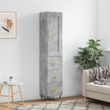 Cumpara ieftin Dulap &icirc;nalt, gri beton, 34,5x34x180 cm, lemn prelucrat