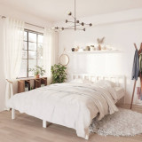Cadru de pat, alb, 140x190 cm, lemn de pin masiv, vidaXL
