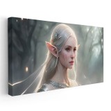 Tablou portret femeie cu urechi de elf, crem, gri 1728 Tablou canvas pe panza CU RAMA 70x140 cm