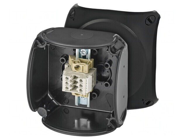 Cutie de conexiuni IP66 neagră 93x93x62mm