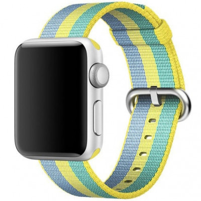 Curea iUni compatibila cu Apple Watch 1/2/3/4/5/6/7, 40mm, Nylon, Woven Strap, Pollen foto