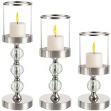 Set 3 sfesnice decorative glamour cu sticla si detalii cristal Ruhhy