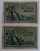 Set 2 bancnote Germania - 5 Mark 1904 - Ambele variante cu 6 si 7 cifre