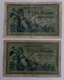 Set 2 bancnote Germania - 5 Mark 1904 - Ambele variante cu 6 si 7 cifre