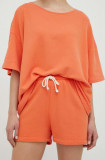Cumpara ieftin American Vintage pantaloni scurti femei, culoarea portocaliu, neted, high waist