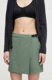 Jack Wolfskin pantaloni scurti sport Wandermood femei, culoarea verde, neted, high waist