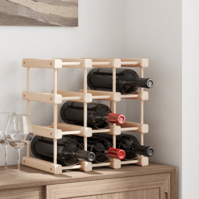 Raft de vin pentru 12 sticle, 36x23x36 cm, lemn masiv de pin GartenMobel Dekor foto