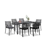 Set mobilier gradina Leziter Violina 6 1, 6 locuri, plastic, antracit, rezistent intemperii, protectie UV