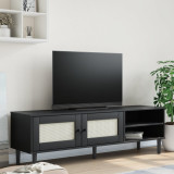Comoda TV SENJA aspect ratan negru, 158x40x49cm, lemn masiv pin GartenMobel Dekor, vidaXL