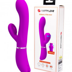 Vibrator Iepuras Pretty Love, 12+4 Moduri Stimulatoare, Silicon, USB, Mov, 20.8 cm