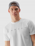 Tricou regular din bumbac organic cu imprimeu pentru bărbați - alb, 4F Sportswear