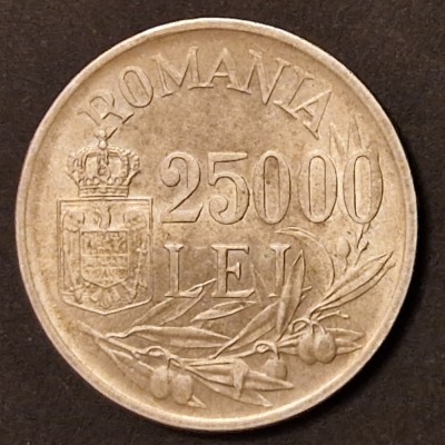25000 lei 1946 Argint 12.6gr foto