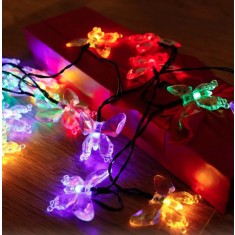 Lumini pentru gradina cu incarcare solara 50 LED 5 metri cu fluturi multicolori
