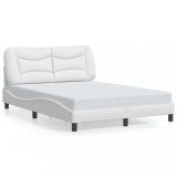 Gossi cadru de pat cu lumini led, alb, 140x190 cm, piele ecologica