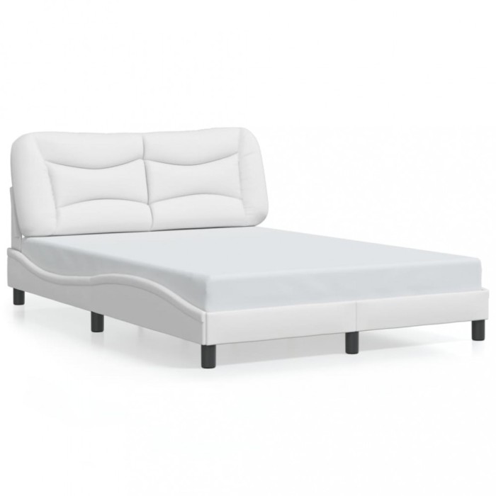Gossi cadru de pat cu lumini led, alb, 140x190 cm, piele ecologica
