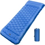 Cumpara ieftin Saltea Camping Gonflabila NAPASA cu Pompa Picior si Perna Integrata, 14cm Grosime, 200x70cm, Nylon 70D, Albastru