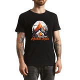 Tricou Barbati Camp More Worry Less, imprimeu montan, negru, marimea M