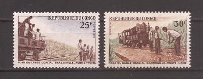 Congo 1970 - Montarea cablului coaxial, Brazzaville-Pointe Noire, MNH foto