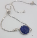 Bratara vintage din argint si lapis lazuli model fin ajustabil