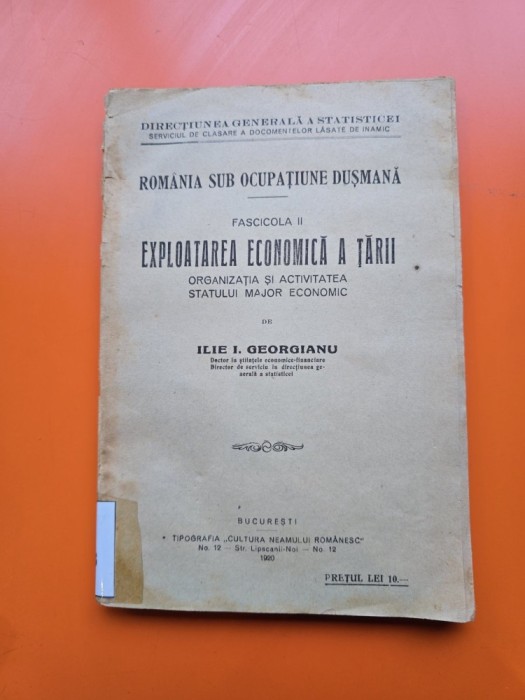 Exploatarea economică a țării - Ilie I. Georgianu