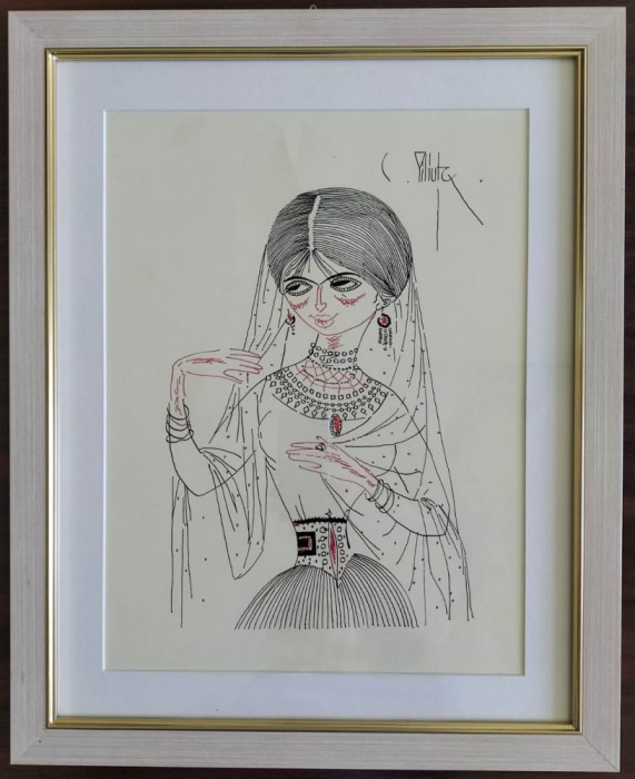 Constantin PILIUŢĂ (1929-2003)-T&acirc;nără domniţă, grafică, raritate