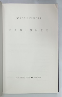 VANISHED by JOSEPH FINDER , 2009 foto