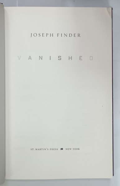 VANISHED by JOSEPH FINDER , 2009