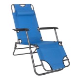 Sezlong pliabil SERSIMO Zero Gravity cu tetiera, 80x60x153 cm, albastru