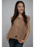 PULOVER TIP VESTA SCURTA DIN TRICOT GROS ANNE TALIE UNICA Camel