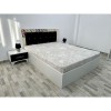 Pat Carla 160 cm x 200 cm Alb Negru cu Set Noptiere si fara Saltea