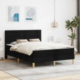 vidaXL Cadru de pat cu saltea cu headboard Negru 120 x 190 cm țesătură 3415100