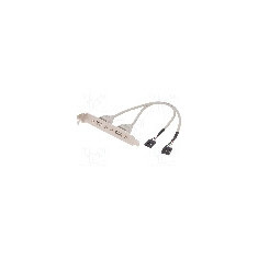 Cablu conector 5pin x2, USB A soclu x2, bra&#355;ara pe slot, USB 2.0, lungime 250mm, bej, ASSMANN - AK-300301-002-E