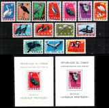 Congo (Kinshasa) 1963, Mi #112-118 + 138-144** + 2 blocuri nedant., fauna, pasari, MNH. RARE!!! Cota 92$!