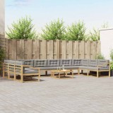 vidaXL Set de canapele de exterior cu pernă 11 pcs Alb și gri deschis 3387155