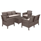Set de mobilier de grădină Venus Large cu 7 locuri, maro
