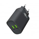 Incarcator de priza cu 2 Porturi USB, Intrare AC/DC 100 - 240 V, Port 1 1 A, Port 2 2.1 A, Alb - Negru