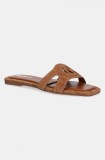 Pepe Jeans papuci din piele FRIDA SOFT femei, culoarea maro, PLS90697