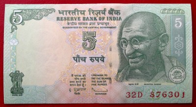 India 5 Rupees 2011 UNC necirculata ** foto