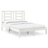 Cumpara ieftin Cadru de pat mic dublu, alb, 120x190 cm, lemn masiv