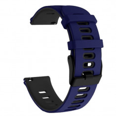 Curea din silicon compatibila cu Fossil Sport Smartwatch 43mm, Telescoape QR, 22mm, Navy Blue