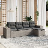 Gossi set canapea de gradina cu perne, 5 piese, gri, poliratan