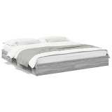 Cumpara ieftin Cadru de pat cu sertare gri sonoma 200x200 cm lemn prelucrat