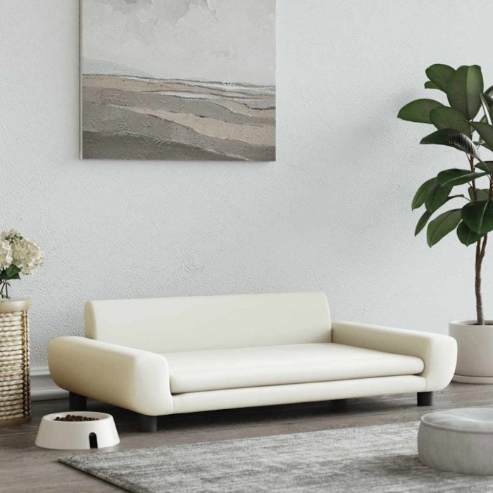 Pat de c&acirc;ini, crem, 100x54x33 cm, catifea