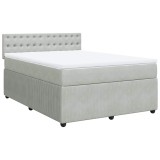 Cumpara ieftin Pat box spring cu saltea, gri deschis, 140x200 cm, catifea