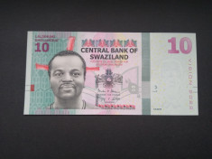 Bancnota Swaziland, 10 Emalangeni, 2015, UNC foto