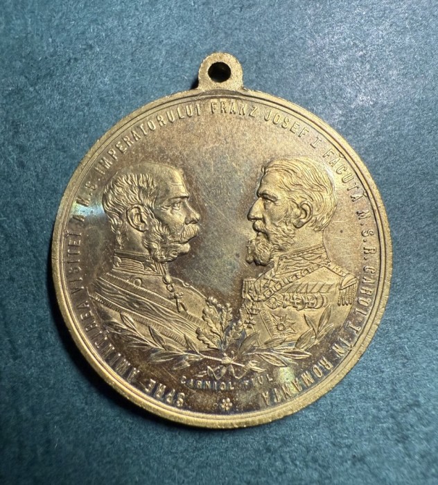 Medalie spre amintirea visitei M.S. Imperatorului Franz Joseph 1 facuta M.S.R. Carol 1 in Romania
